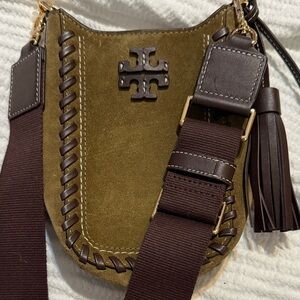 Tory Burch Suede Crossbody with Dark Brown Accents